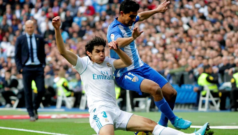 Vallejo, en un partido con el Real Madrid