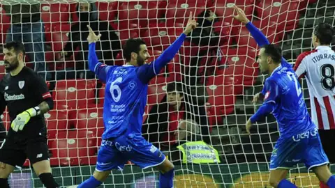 Álvaro Muñiz, autor del gol que eliminó al Athletic de la Copa. Álvaro Muñiz, autor del gol que eliminó al Athletic de la Copa.