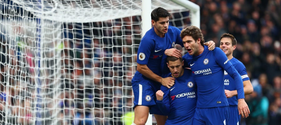 Los jugadores del Chelsea celebran un gol ante el Newcastle Los jugadores del Chelsea celebran un gol ante el Newcastle