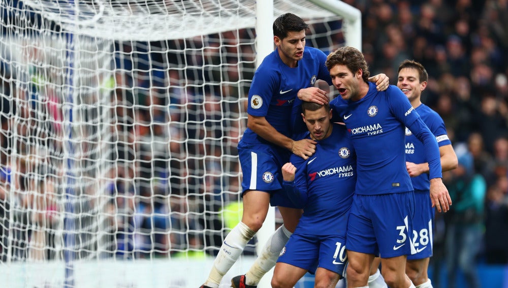 Los jugadores del Chelsea celebran un gol ante el Newcastle