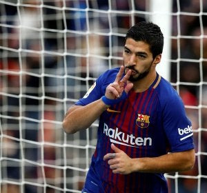 Luis Suárez marcando el gol ante el Celta Luis Suárez marcando el gol ante el Celta