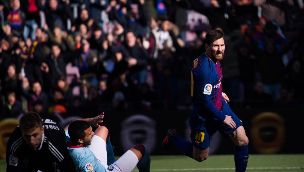 Leo Messi anota el 1-1 ante el Celta de Vigo