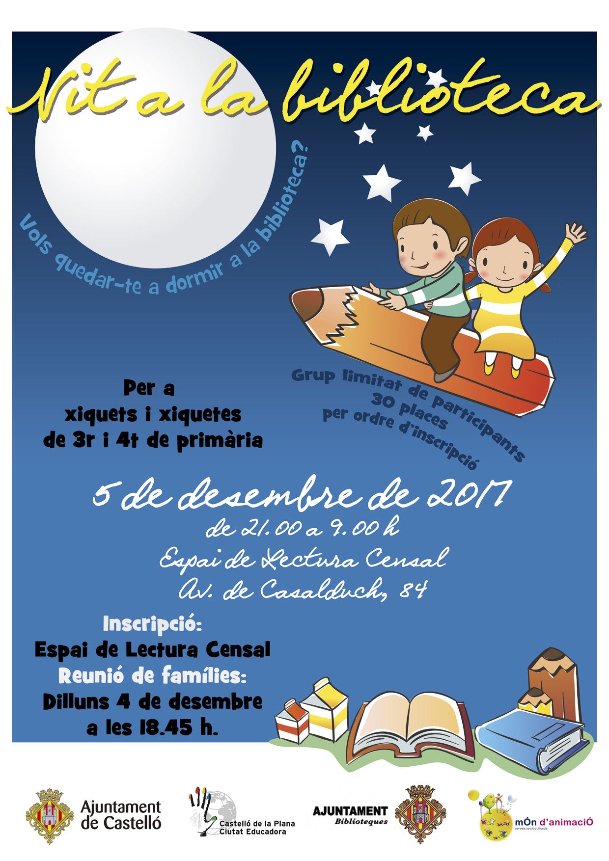 Educación programa una Nit a la Biblioteca para niños y niñas de 8 y 9 años Educación programa una Nit a la Biblioteca para niños y niñas de 8 y 9 años