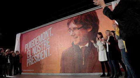 Acto de inicio de campa&ntilde;a de JxCat con Puigdemont en Bruselas