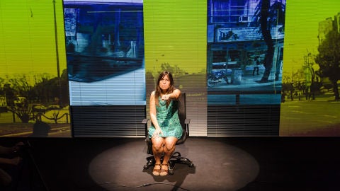 Claudia Poblete durante su mon&oacute;logo