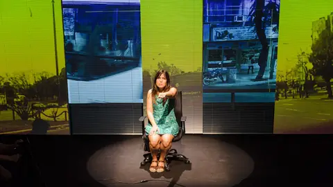Claudia Poblete durante su monólogo Claudia Poblete durante su monólogo