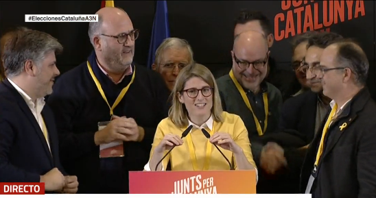Elsa Artadi: "La victoria ha sido de Junts pel Cataluña, ERC y CUP, no tengo ninguna duda de que nos entenderemos" Elsa Artadi: "La victoria ha sido de Junts pel Cataluña, ERC y CUP, no tengo ninguna duda de que nos entenderemos"
