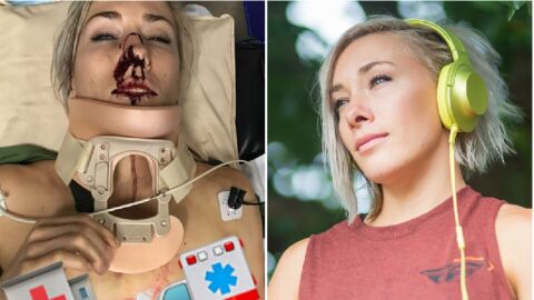 Caroline Buchanan, ciclista de BMX, tras su grave accidente