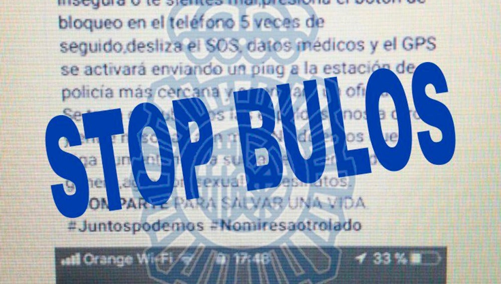 Advertencia de 'Stop bulos' de la Policía Nacional
