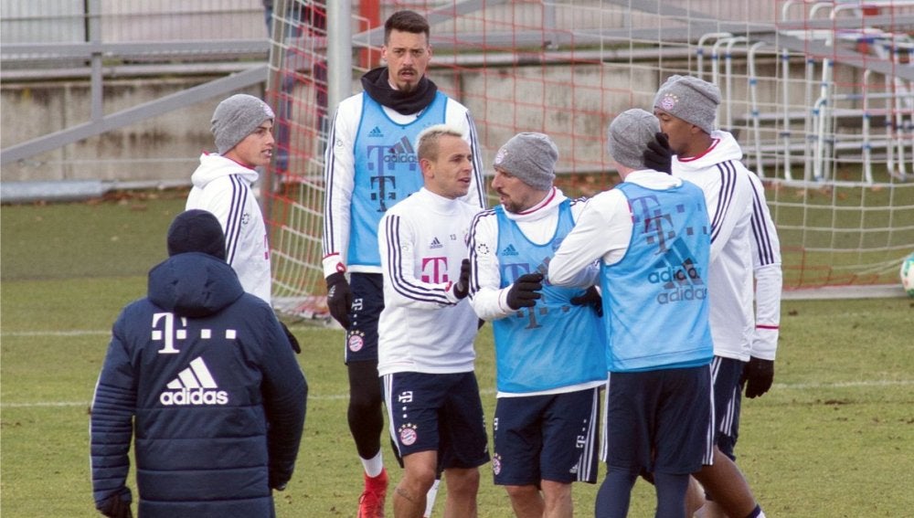 James y Rudy, enfrentados en el entrenamiento del Bayern