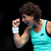 Carla Suárez celebra su victoria ante Kontaveit Carla Suárez celebra su victoria ante Kontaveit