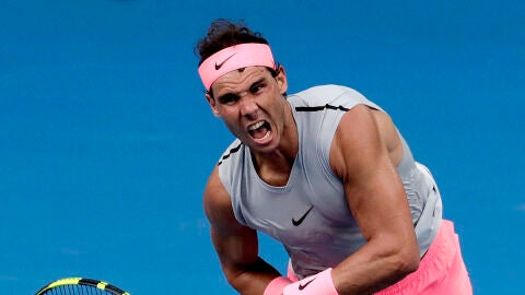 Rafa Nadal durante el partido con Schwartzman en el Open de Australia