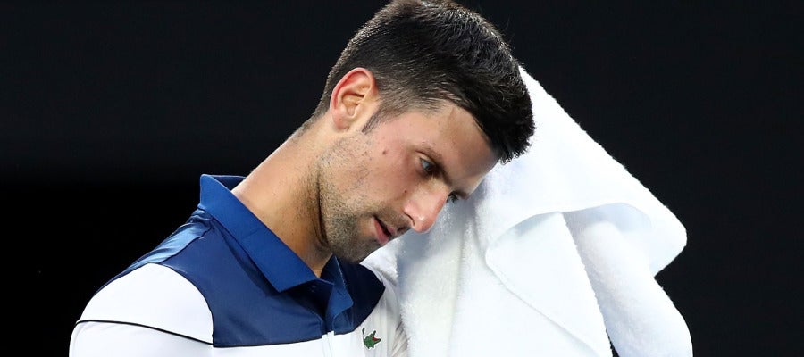 Djokovic se lamenta tras un punto ante Chung Djokovic se lamenta tras un punto ante Chung