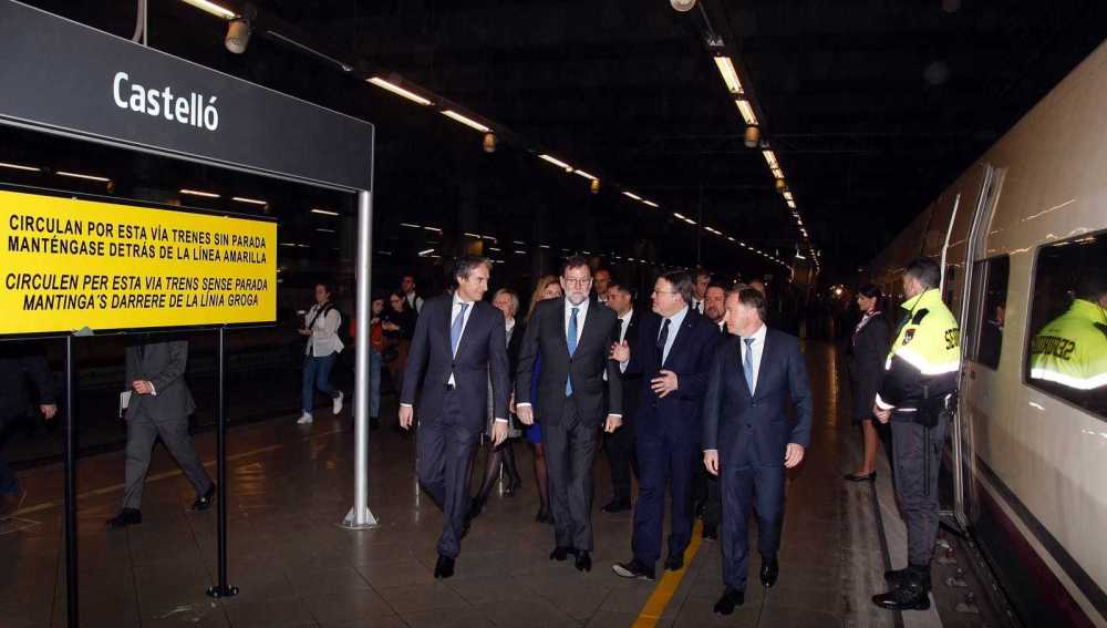 El presidente del gobierno, Mariano Rajoy, en la inauguración del AVE Castellón-Madrid.