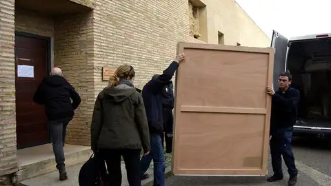 Llegada al Monasterio de Sijena del cuadro de la Inmaculada Llegada al Monasterio de Sijena del cuadro de la Inmaculada