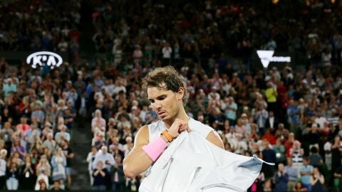 Rafa Nadal, en su partido ante Cilic en Melbourne
