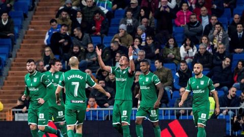 El Legan&eacute;s celebra el gol de Gabriel en el Bernab&eacute;u