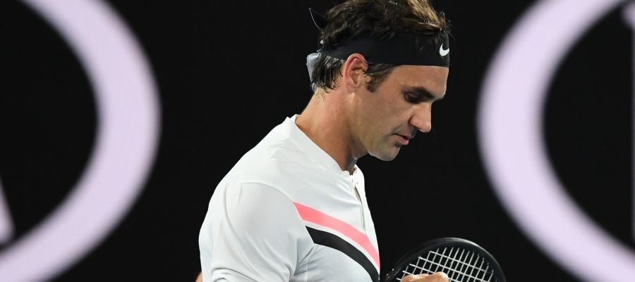 Roger Federer celebra un punto en el Open de Australia Roger Federer celebra un punto en el Open de Australia