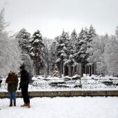 Aspecto que presentaba los jardínes del Palacio Real de La Granja después de la nieve caída