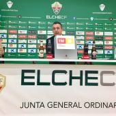 Diego García, presidente del Elche CF, comparece ante los medios en la Junta General de accionistas de accionistas.