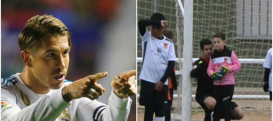 Sergio Ramos aplaude el gesto de un árbitro con un benjamín Sergio Ramos aplaude el gesto de un árbitro con un benjamín