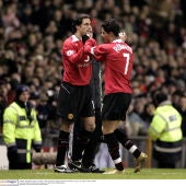 Van Nistelrooy y Cristiano Ronaldo, durante un partido del Manchester United