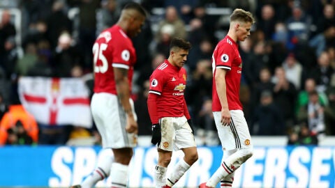 Los jugadores del United, cabizbajos