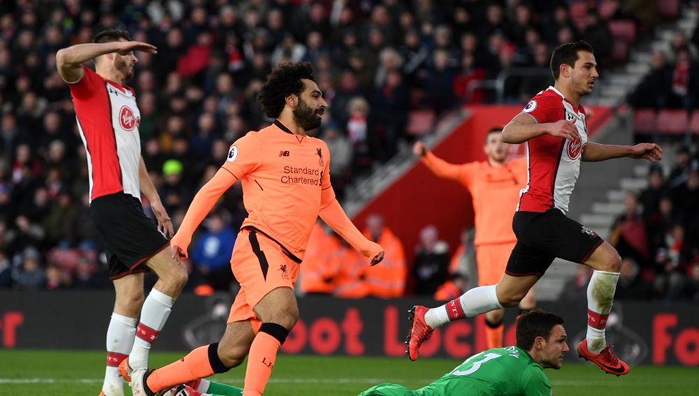 Salah celebra su gol contra el Southampton