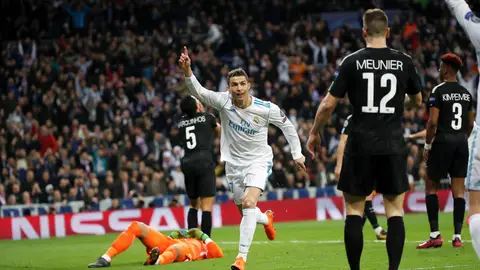 Cristiano Ronaldo celebra un gol ante el PSG Cristiano Ronaldo celebra un gol ante el PSG