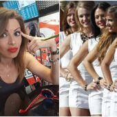 Una azafata de MotoGP protesta contra la decisión de la F1