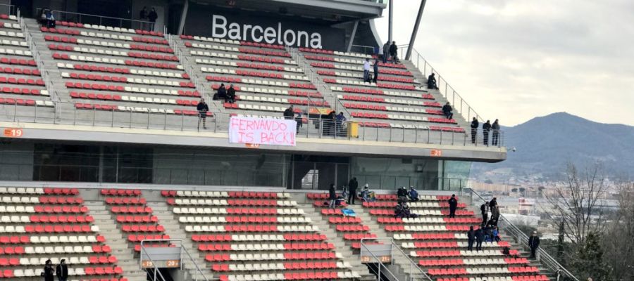 La pancarta de los aficionados en Montmeló La pancarta de los aficionados en Montmeló