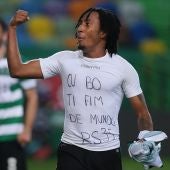 Gelson Martins, con la camiseta en apoyo a Semedo