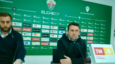 Josico, en su rueda de prensa de despedida como entrenador del Elche CF. ELCHE CF