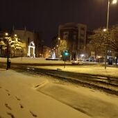 Palencia, Rotonda de San Lázaro nevada.