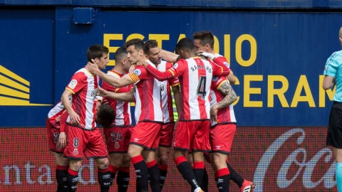 El Girona celebra un gol