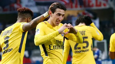 Di María celebra su gol ante el Troyes Di María celebra su gol ante el Troyes