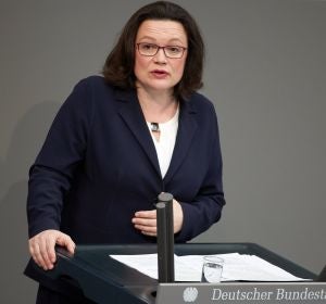 Andrea Nahles, presidenta del grupo parlamentario del Partido Socialdemócrata Alemán (SPD), Andrea Nahles, presidenta del grupo parlamentario del Partido Socialdemócrata Alemán (SPD),