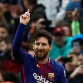 Messi marcando el gol 600