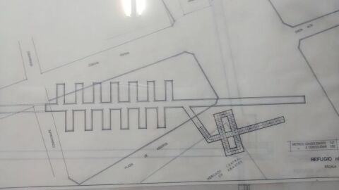 Plano de 1955 con el refugio antia&eacute;rero de la Guerra Civil espa&ntilde;ola de la Plaza de Las Flores de Elche
