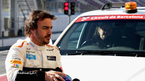 Fernando Alonso, en Montmel&oacute; durante los test de pretemporada