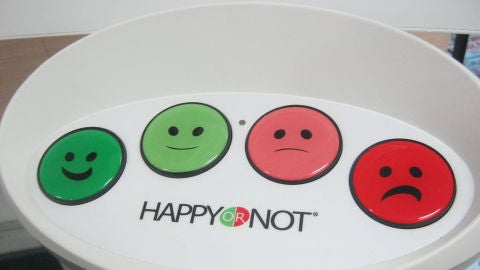 Botones de colores para medir la satisfacci&oacute;n del cliente