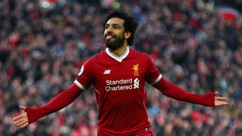 Mohamed Salah celebra un gol con el Liverpool