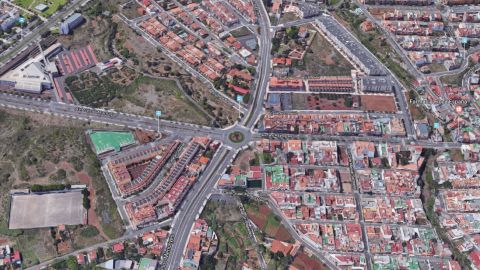 Vista a&eacute;rea de la avenida de los Menceyes en La Laguna, Tenerife