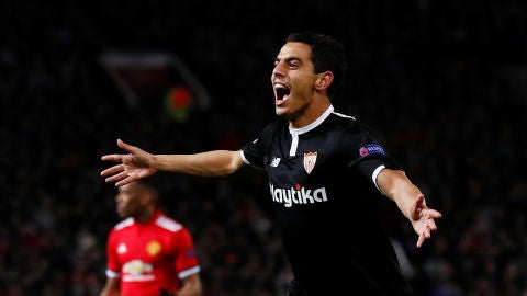 Ben Yedder celebra un gol en Old Trafford
