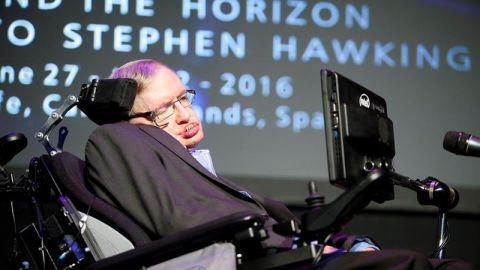 El f&iacute;sico brit&aacute;nico Stephen Hawking en una intervenci&oacute;n en el festival Starmus, en Canarias