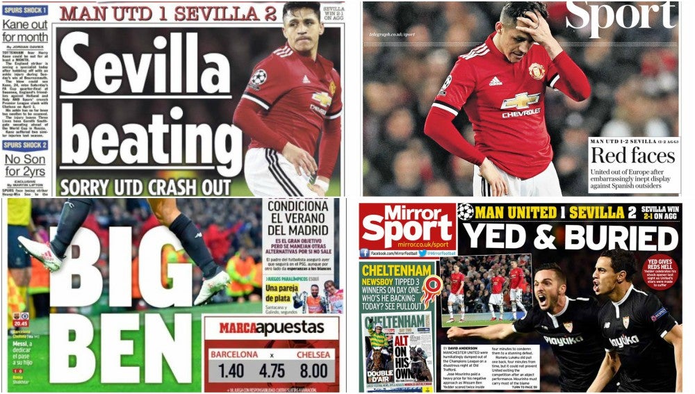 "Derrota humillante", "golpe del Sevilla", "Big Ben"... La prensa critica con dureza al United de Mourinho y elogia al club andaluz "Derrota humillante", "golpe del Sevilla", "Big Ben"... La prensa critica con dureza al United de Mourinho y elogia al club andaluz
