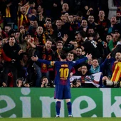 Messi celebra su segundo gol al Chelsea Messi celebra su segundo gol al Chelsea