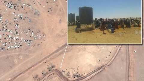Imágenes vía satélite de 'la berma', en la frontera entre Jordania y Siria Imágenes vía satélite de 'la berma', en la frontera entre Jordania y Siria