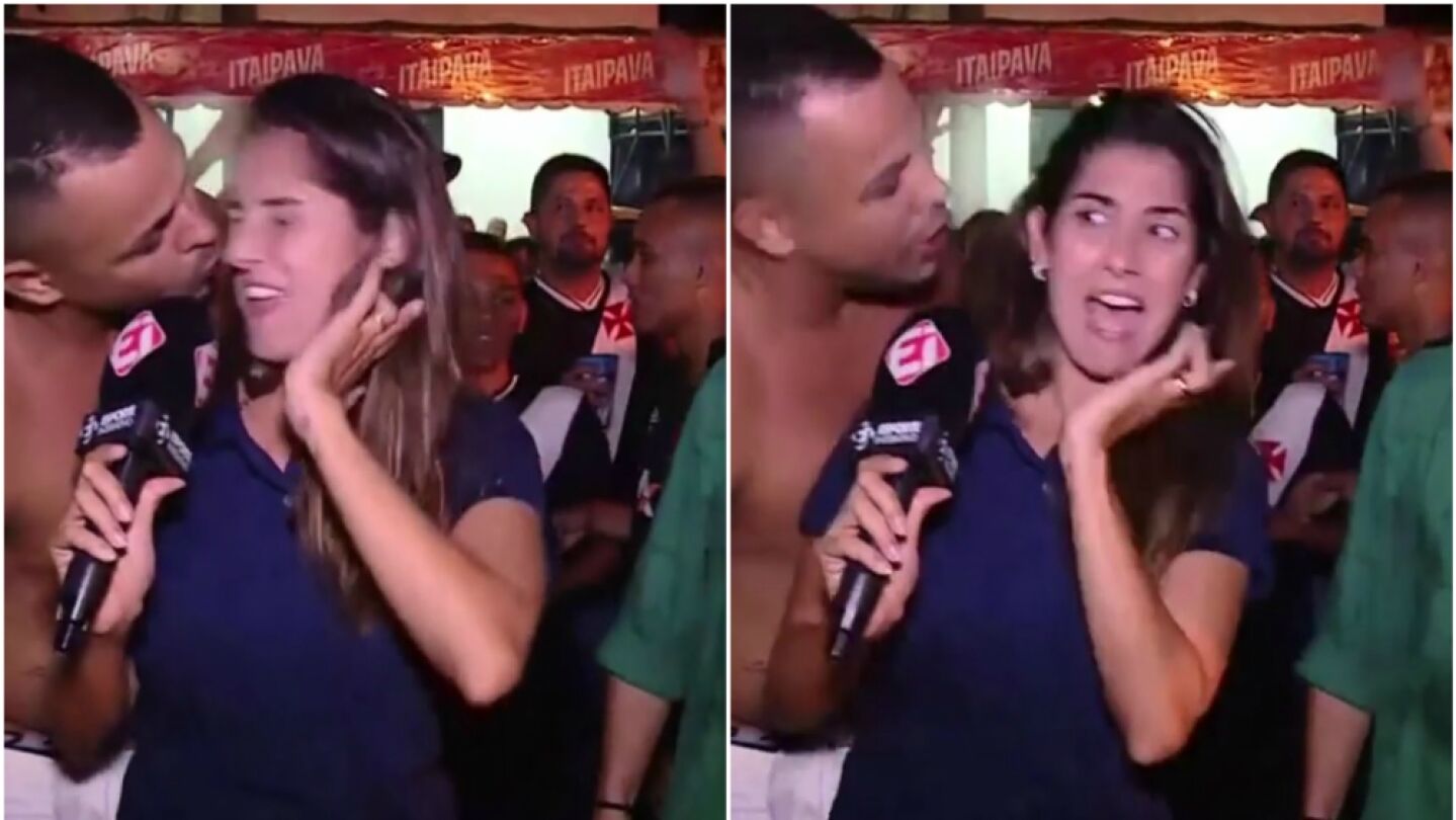 Un hincha besa a una periodista brasile&ntilde;a en pleno directo