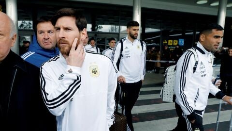 Messi y la selecci&oacute;n argentina, llegando a Madrid